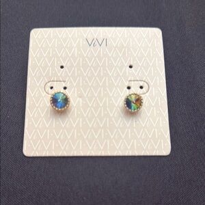 ViVI Gold and Blue Elegant Stud Earrings